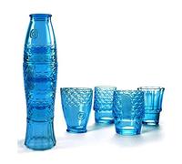 Verres à boire empilables en forme de poisson Koi, lot de 4 gobelets en verre coloré, processus de galvanoplastie, forme exquise durable, pour soda, jus, lait, coke, bière, spiritueux ( Color : Blue )
