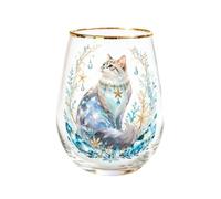 Verres à bord doré 400 ml Transparent Mignon Bord doré Chat Boisson sans pied