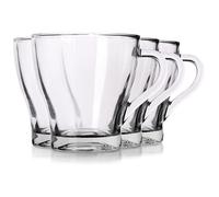Lot de 4 tasses à café en verre transparent de 300 ml pour latte, cappuccino, expresso, chocolat chaud, tisane glacée