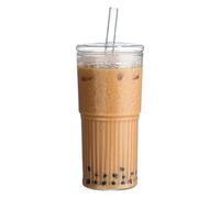 Verres à café glacé - Ensemble tasse et bol - Gobelet isotherme pour maman - Gobelet avec couvercles et pailles - lisses à large ouverture - Bocal maçon pour thé, avoine, jus de fruits