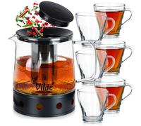 Verres à Café Thé 250ml avec Théière 1.5L Filtre Set 7pcs