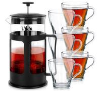 Verres à Café Thé 250ml + Cafetière 1L Set 7pcs Verres à Eau Jus