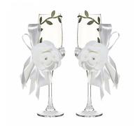 Verres À Champagne Décoratifs En Ruban, Verres À Vin, Flûtes À Champagne Faites À La Main Pour Les Mariés, Pour Griller, Cadeaux De Mariage Pour Couples (Blanc-C)