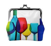 Verres à cocktail et bouteilles de vin - Porte-monnaie compact pour femme avec serrure étanche pour cadeaux de voyage, Noir , Taille unique, Sac à dos décontracté