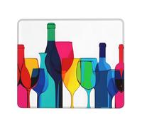 (Verres À Cocktail Et Bouteilles De Vin) Tapis Souris Douce Mouse Pad Bords Cousus Tapis De Souris pour Jeux Bureau Pc 25X30Cm