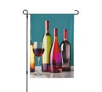 Verres à cocktail et vin sans bouteille de vin Drapeaux de jardin saisonniers pour l'extérieur, durable double face décoration de vacances drapeaux de cour