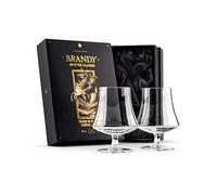 Verres à Cognac, à Brandy et à Armagnac | 440 ml | Lot de 2 | Verrerie en cristal à Pied Court | Verres Élégants pour la Dégustation de Liqueurs et Spiritueux