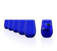Verres à Eau Elements Bleu Cobalt Set de 6 - 465 ml Verres Hauts Polyvalents en Cristal Sans Plomb - Pour Eau, Jus & Cocktails - Résistants au Choc et au Lave-Vaisselle - Fabriqués en Allemagne