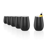Stölzle Lausitz verres ELEMENTS 465 ml noir et argent I service de 6 verres I Service de verres lavables au lave-vaisselle I très résistants à la casse I verres universels pour eau, jus et whisky