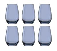 Verres à eau, Verres à boire, Verres à jus - Colorés, Elements, Lot de 6, Bleu-gris, 465ml