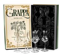 Verres à Grappa et à Liqueur en Cristal | Lot de 6 | 90 ml | Petits Verres à Pied Longs pour Liqueur, Apéritif, Digestif et Cordiaux | Verrerie Italienne en Forme de Tulipe pour la Dégustation
