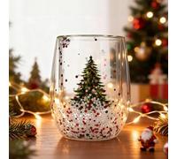 Verres à latte macchiato - Double paroi - 300 ml - Verres à café à double paroi - Verres à paillettes - Verres à vin chaud - Cadeaux de Noël (D)