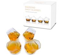 Verres à liqueur insolites, verres en diamant, set de 4, verre à liqueur amusant, emballage cadeau design, Colorless (Clear)