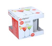 alpina Verres À Margarita Set de 4 - Verres À Cocktail pour Margarita et Boissons Tropicales - Transparent - 250 ml