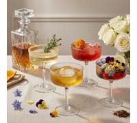 Verres à Martini Vintage Décoratifs Nervurés, Verres à Champagne et à Cocktail , Set de 1/2/4/6/12 Pièces , Verres Ondulés de 8 Oz pour Cadeaux Intérieurs et Extérieurs, Préparation de Jus, Glace, Yao