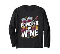 Verres à Raisins avec Citation Amusante « Powered by Wine » Manche Longue
