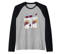 Verres à Raisins avec Citation Amusante « Powered by Wine » Manche Raglan