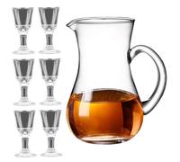 Verres à saké, petit pichet en verre de 110 ml avec 6 mini verres à shot de 10 ml, petit ensemble saké transparent