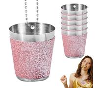 Verres à shot en acier inoxydable, collier en acier inoxydable, tasses à shot antidérapantes avec cuir pour mariage, enterrement de vie de jeune fille