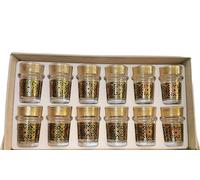 Verres à Thé Marocain, Décor Géométrique Doré et Coloré, Lot de 12