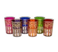 Verres à Thé Marocain Multicolore Or Peints et Décorés à la Main Design Classique Lot de 6 Verres