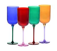 Verres à Vin 350 ml - Lot de 4 - Collection Aurora - Multicolore - Verre en Cristal - Faits Main, Teintés - Élégants et Modernes - Idéals pour un Cadeau
