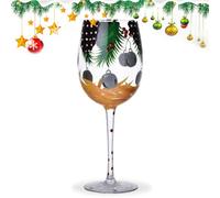 Verres à vin de Noël avec tige, verres de Noël - Tasse en verre classique avec tige Motifs d'aiguilles de pin d'arbre de Noël du Père Noël | Verrerie de Noël drôle, verre à boire, cent