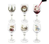 Verres à vin de Noël - Ensemble de verres à vin sur le thème de Noël. | Verres de vacances esthétiques pour Cocktails, whisky, bière, eau, pique-nique, Camping en plein air, feux de camp, aventures