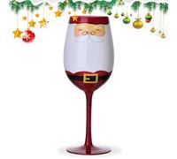 Verres à vin de Noël, verres à vin de Noël avec tige, tasse en verre classique avec tige Motifs d'aiguilles de pin d'arbre de Noël du Père Noël, centre de table peint à la main, décoration