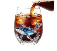 Verres à vin décoratifs sans pied 400 ml | Tasse en verre transparent avec imprimé animal pour bar, décoration d'intérieur, cuisine, dîner, fête, banquet, jus glacé