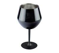 Verres à vin personnalisés en acier inoxydable gravés, tasses personnalisées, ajoutez votre texte d'image - Portable à pied en acier inoxydable avec tige pour fête à la piscine (noir)