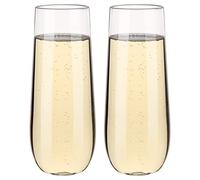Verres à vin plastique sans pied | 250 ml lot de 2 | Gobelets à vin réutilisables | Verres à boire sans BPA | Idéal pour le vin rouge et blanc, le cocktail - Transparent