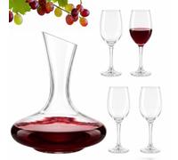 Verres à vin Relaxdays, lot de 4, 360 ml, carafe 1,8 l, compatibles lave-vaisselle, à pied, transparents