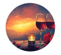 Verres à vin Rouge Tapis Ronds 160cm - Rose Green Feuilles Bougie Lavable Soft Door Mat pour Chambre Salle de Bain Salle de Classe Cuisine Entrée