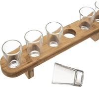 Verres à vodka pour shots, présentés sur un plateau en bambou, 40 ml, lot de 6.