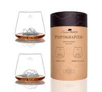 Verres à Whisky 350ml (lot de 2) - Borosilicate de qualité supérieure, soufflé artisanalement avec les montagnes en relief | Forme Tulipe | Spiritueux TOPOGRAPHIC (Tofane & Marmolada)