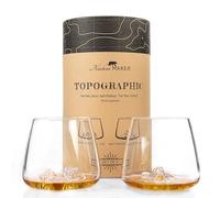 Verres à Whisky 350ml (lot de 2) - Borosilicate de qualité supérieure, soufflés artisanalement avec les montagnes en relief | Forme Tulipe | Spiritueux TOPOGRAPHIC (Grand Canyon & Matterhorn)
