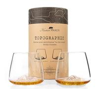 Verres à Whisky 350ml (lot de 2) - Verres Borosilicate de qualité supérieure, soufflés artisanalement avec les montagnes en relief | Forme Tulipe | Spiritueux TOPOGRAPHIC (Everest & Mont Blanc)