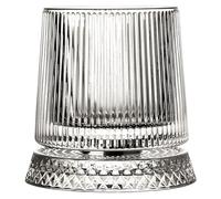 Verres à whisky rotatifs, verre à vin strié de 260 ml/9 oz avec lumière et support, verre whisky rotatif 350 ° pour femmes et hommes