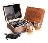 Verres à Whisky set - 2X Verres à Whisky - 8X Granit Pierres à Whisky,Sac en Velours et Pince, Offrez - Cadeau pour Hommes