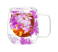 Verres avec double paroi Mugs de Thé Isolés avec des Fleurs Séchées