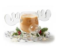 Verres de Noël avec décor élan, verres d'élan, tasses de Noël 2025, verres à mousse, verres d'élan, verres de Noël, vacances nationales, transparents, cadeaux de vacances pour café, thé, boissons