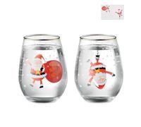 Verres de Noël - BARBACADO - Coffret de 2 - Bord doré - 330ml - Décoration de fête