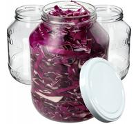 KADAX Lot de 12 bocaux de conservation, ronds, avec couvercle blanc, 2,5 l, diamètre : 100 mm