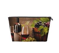 Verres de vin avec Bouteille de vin et Raisins, Trousse de Toilette Trousse de Maquillage Sac à cosmétiques Trousse de Toilette de Voyage Portable