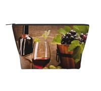 Verres de vin avec Bouteille de vin et Raisins, Trousse de Toilette Trousse de Maquillage Sac à cosmétiques Trousse de Toilette de Voyage Portable