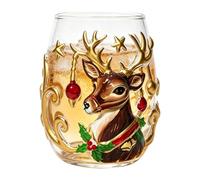 Verres décoratifs saisonniers brillants et totalement sans plomb | Verre d'art 3D de Noël pour eau, soda, bière, lait, bar, photographie, cuisine, fêtes et réunions de famille
