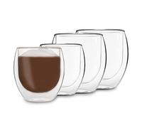 Verres Duos Feelino à double paroi, tasse thermos, pour garder les boissons chaudes ou froides plus longtemps, Verre, Lot 20 : lot de 4 Jumbo., 4er-SET