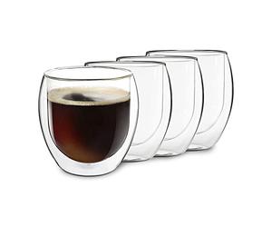 Verres Duos Feelino à double paroi, tasse thermos, pour garder les boissons chaudes ou froides plus longtemps Lot 06 : 4 x 310 ml Jumbo.