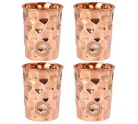 Verres en cuivre pur pour eau potable, santé ayurvédique, gobelets en cuivre pur, 10,14 oz, 300 ml (diamant) (4 Pcs)
